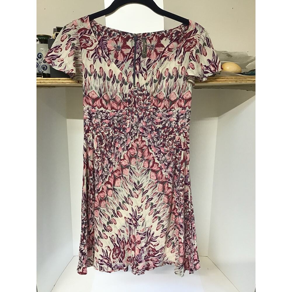 Free People French Quarter Floral Short Ruffle Sleeve Mini Dress Size 0